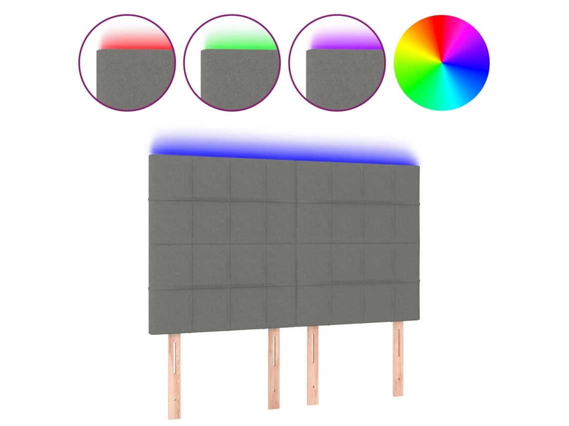 Led Headboard, Led Headboards Vidaxl Cinzeto Tecido (144 X 5 X 118/128 Cm)