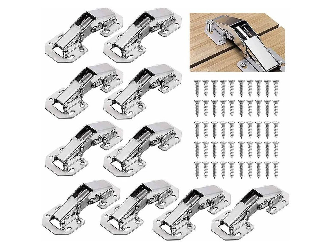 10pcs dobradiças de porta de armário de 3 polegadas, 90°, com parafusos | S/MARCA