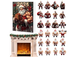 Calendário De Contagem Regressiva Para O Natal| Pingente De Papai Noel Musculoso Em Acrílico 2d 2025- Lindo