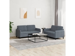 Vidaxl 2 Pcs Conjunto De Sofás Veludo Cinzento-escuro