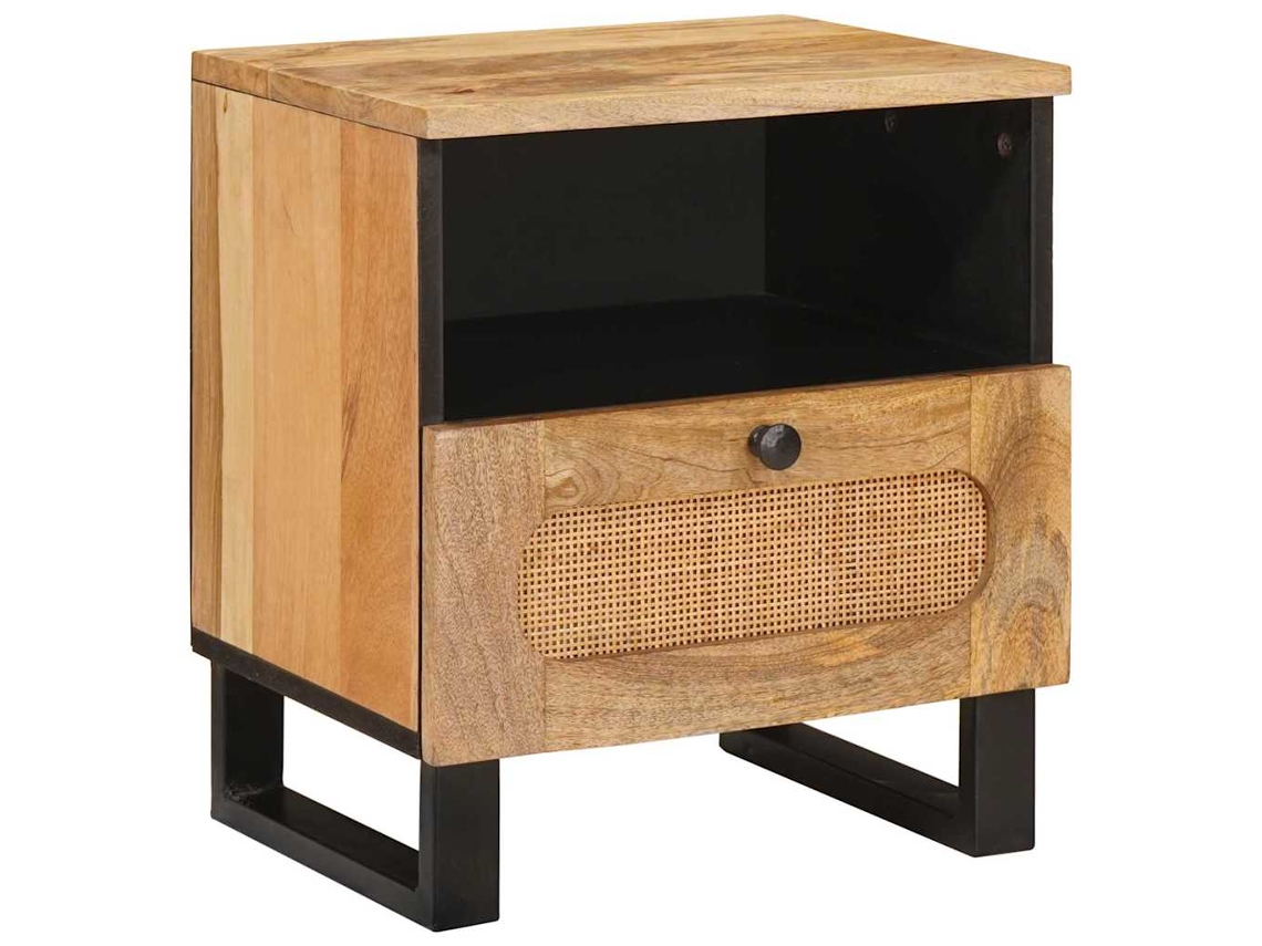 Conjunto 1 Mesa-de-cabeceira Vidaxl Castanho Madeira De Mangueira Maciça (40 X 33 X 46 Cm)