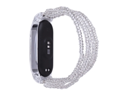 Bracelete de Tecido Trançado Frisado Estilo de Férias para Xiaomi Mi Band 3/Band 4 Transparente
