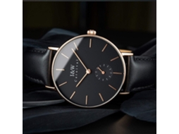 Lurelia Relógio Feminino, Movimento De Quartzo, Aço Inoxidável, Couro, Resistente À Água 30m, Rosa Ouro, Preto