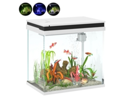 Aquário Peixes Dourados 26l Vidro Led Filtro Bomba Água Tropical Completo 38x26x38cm Branco