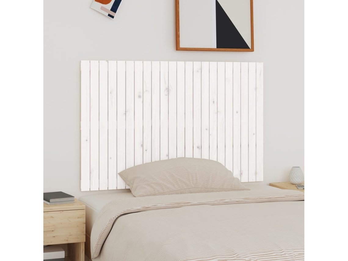 Vidaxl Cabeceira De Parede 140x3x90 Cm Madeira De Pinho Maciça Branco