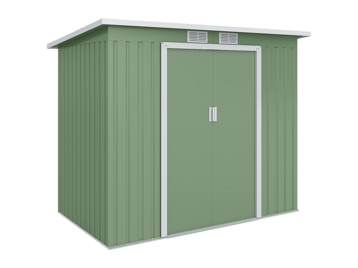 Galpão de Ferramentas CHEZMOI em Aço com Porta Dupla 213x130x172 cm Verde