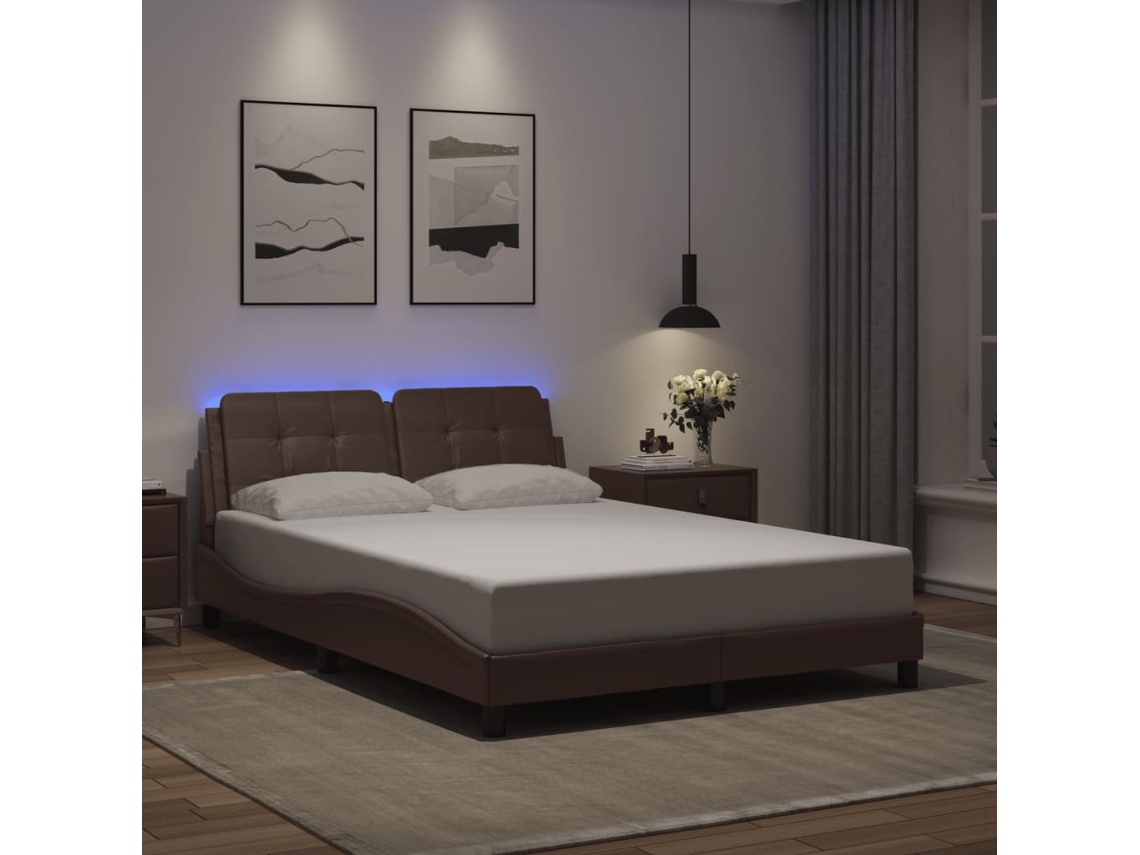 Vidaxl Estrutura de Cama com Led Sem Colchão Zadar 120x200cm Cinza
