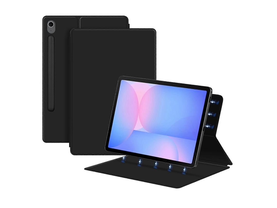 Capa de couro para Samsung Galaxy Tab S10 Fe, capa com suporte magnético e função de despertar/repouso automático, preto Hengrongshen