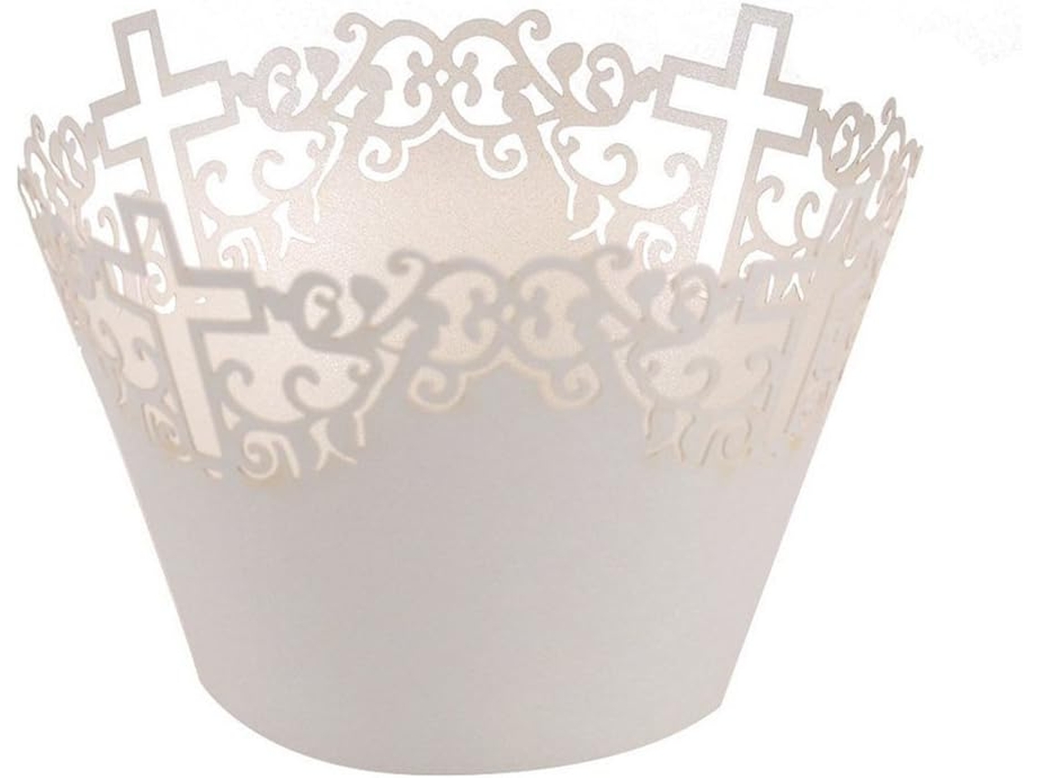 50 X Envelopes De Papel Para Cupcake Com Estampa Cruz Branca