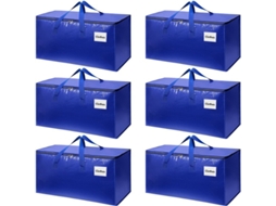 Sacos De Armazenamento Extra-grandes E Reforçados , 6 Unidades,93 L , Impermeáveis, Leves E Fáceis De Transportar E Guardar Azul Hexinyigjly