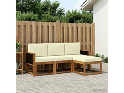 Vidaxl Conjunto De Sofás Para Exterior 4 Pcs Natural E Creme