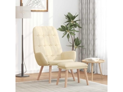 Vidaxl Cadeira De Descanso Com Banco P/ Pés Tecido Cor Creme