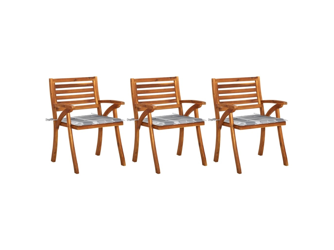 Vidaxl Cadeiras De Jantar Jardim C/ Almofadões 3 Pcs Madeira Acácia