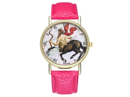 Relógio de Quartzo com Pulseira de Couro Estilo Simples Universal Centaurus para Estudante (rosa Vermelho)