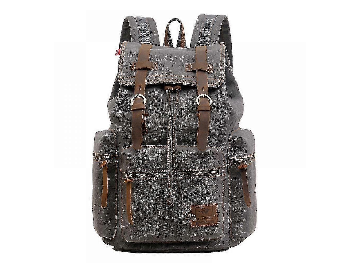 Mochila De Lona Retrô De Grande Capacidade Ideal Para Camping, Caminhadas, Laptop, Mochila De Estudante, Cinza Olysi Shop