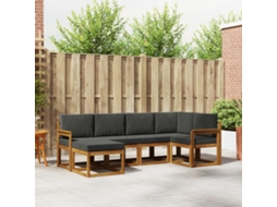 Vidaxl Conjunto De Sofás Para Exterior 6 Pcs Natural E Antracite