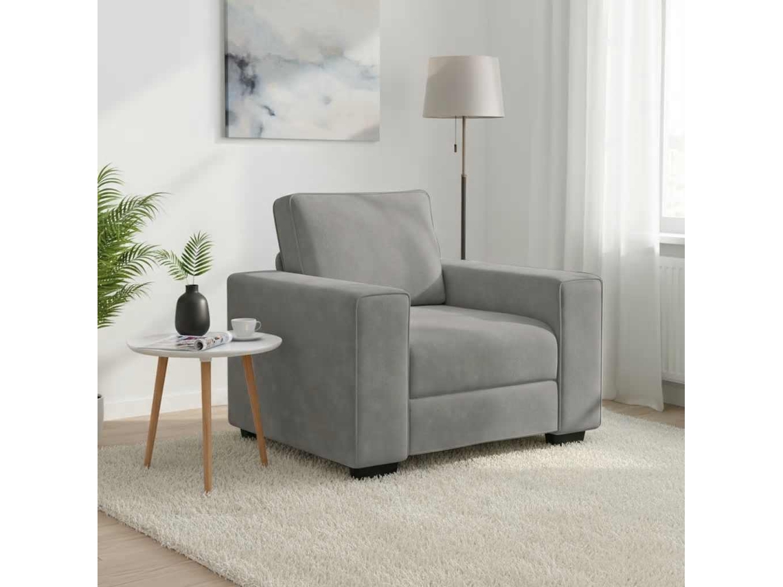 Vidaxl Poltrona 100x77x82 Cm Veludo Cinzento-claro