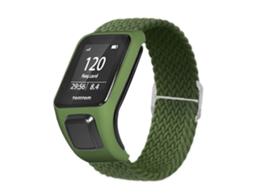 Bracelete de Nylon Tecido Elástico Ajustável para Tomtom Runner 2/Runner 3/Spark/Adventurer Verde Armado