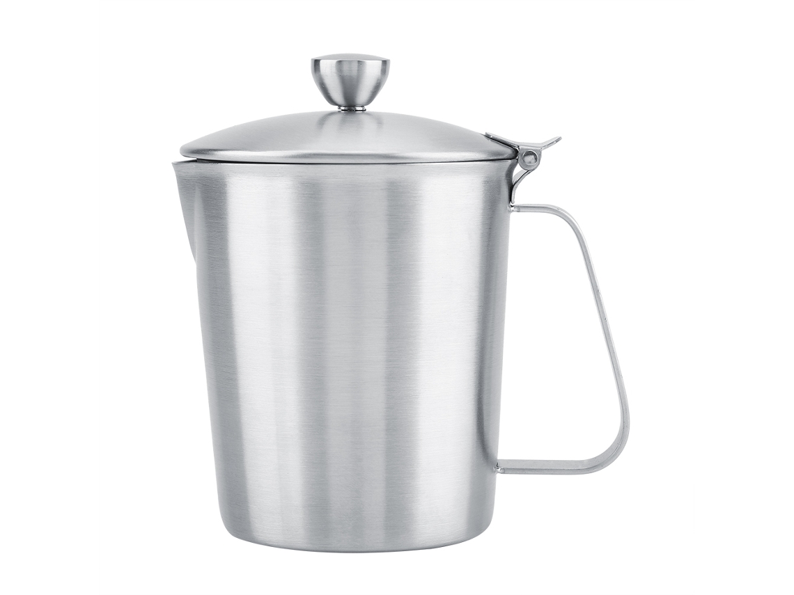 Espumador De Leite Em Aço Inoxidável, Xícara De Café Com Tampa E Medidor(500 Ml)