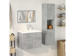 Maison Exclusive - 4 Pcs Conj. Móveis Casa Banho Derivados Madeira Cinza Cimento