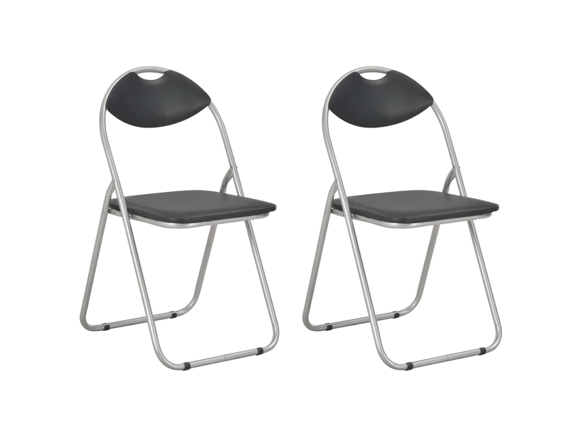 Vidaxl Cadeiras De Jantar Dobráveis 2 Pcs Couro Artificial Preto