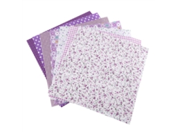 Kit de Tecido de Algodão 7pcs 25x25cm, Quadrados DIY, Série Ponto Roxo