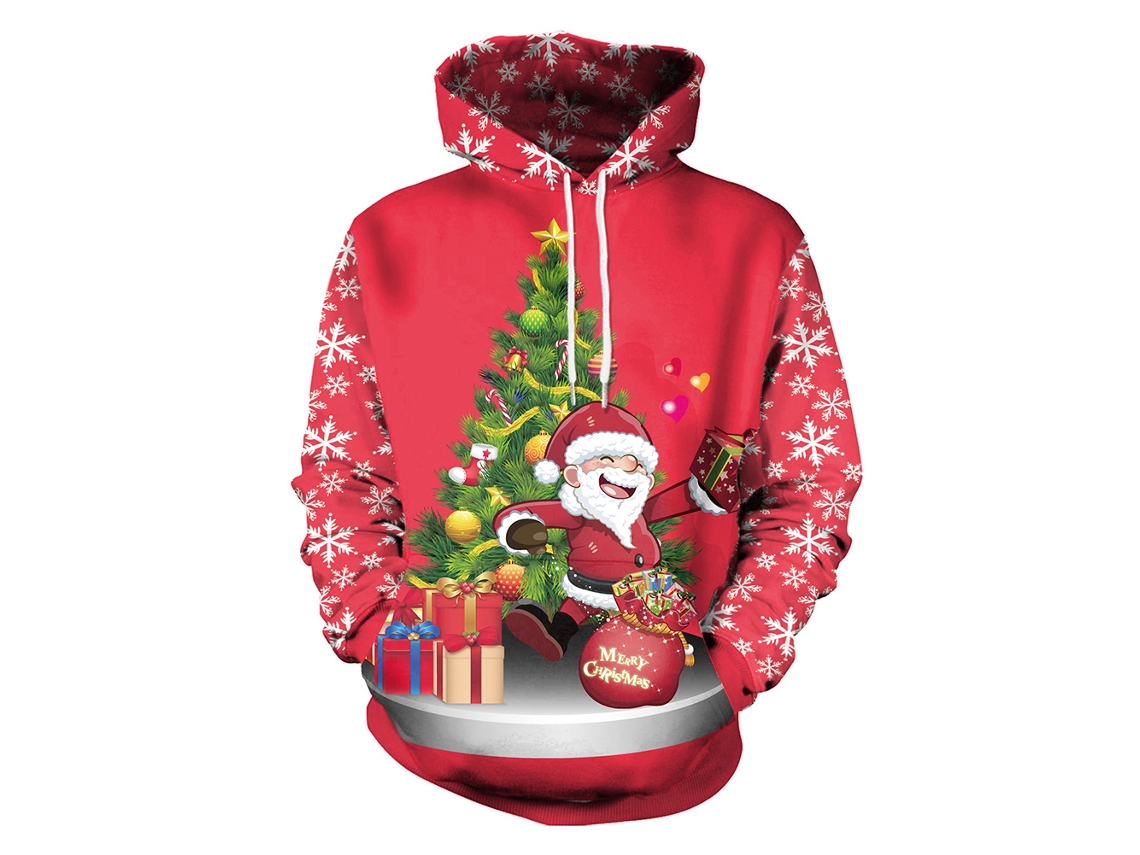 Laxiscreed Sweatshirt Natal Com Estampa, Capuz E Manga Longa, Ideal Para O Frio Das Festas Natalícias