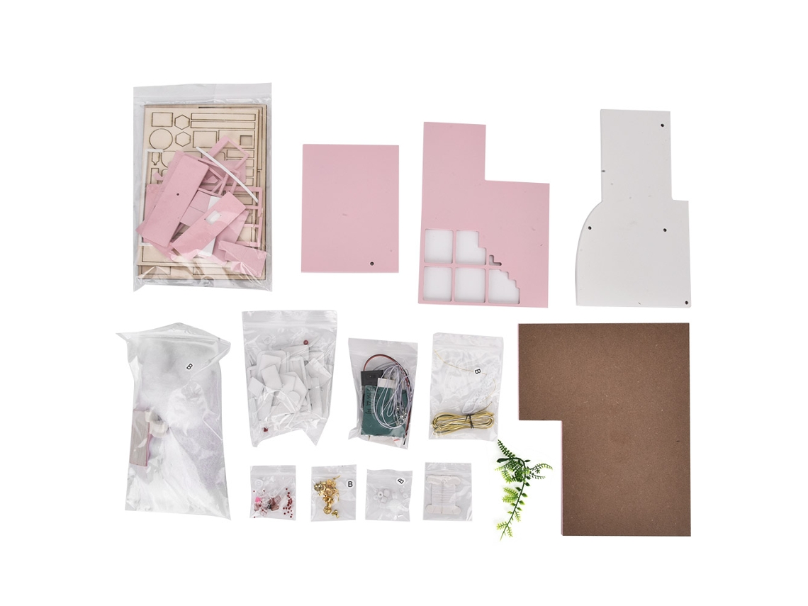 Mali kit Casa de Boneca Miniatura de Madeira Diy Rosa Menina Loft Modelo Brinquedo Presente