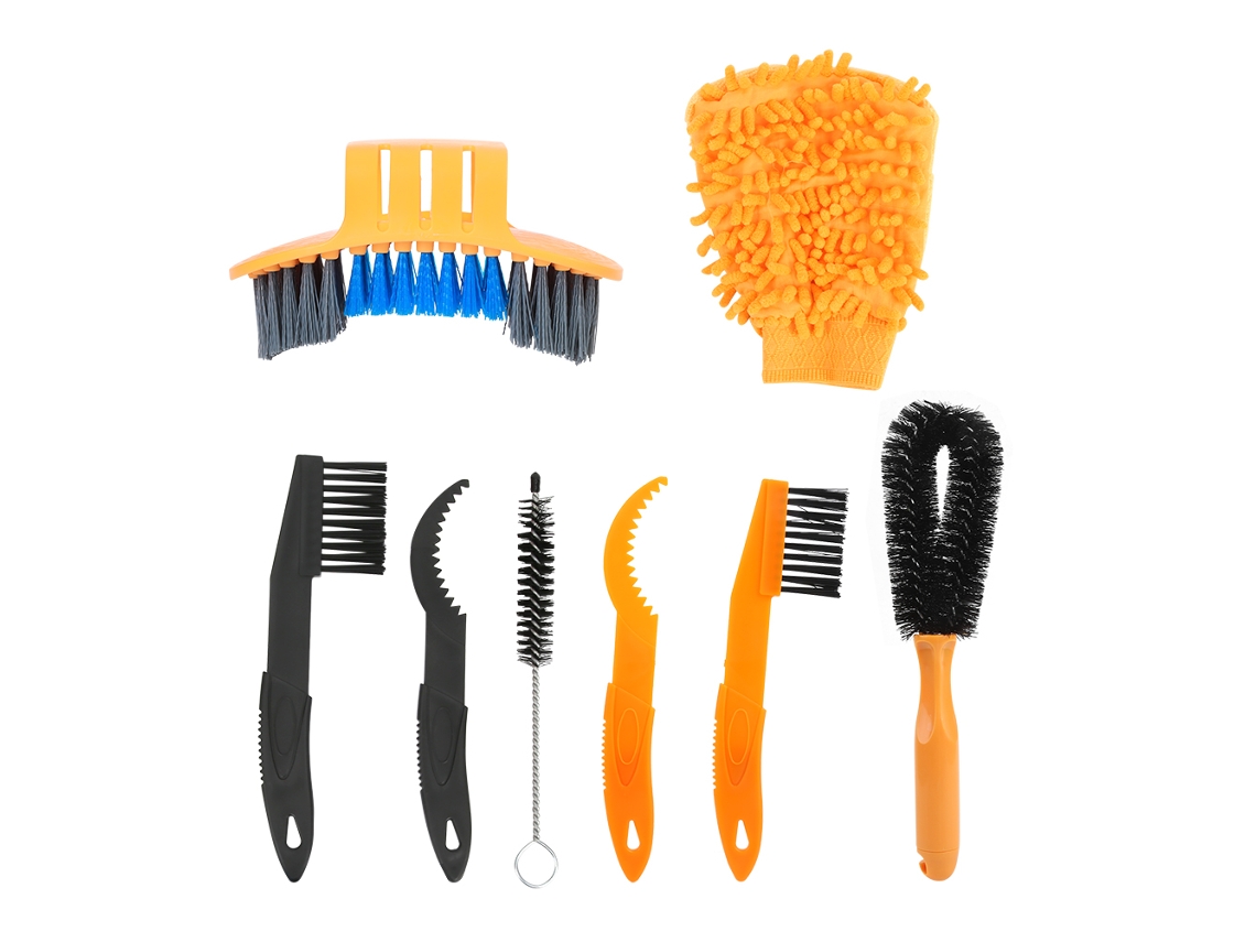 Kit De Limpeza Profissional Para Bicicleta Com 8 Peças Luvas E Escovas Manutenção Ciclismo
