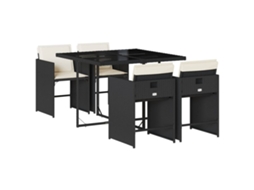 Garden Dining Set, Garden Dining Sets Vidaxl Preto Rattan / Vime (n/a)