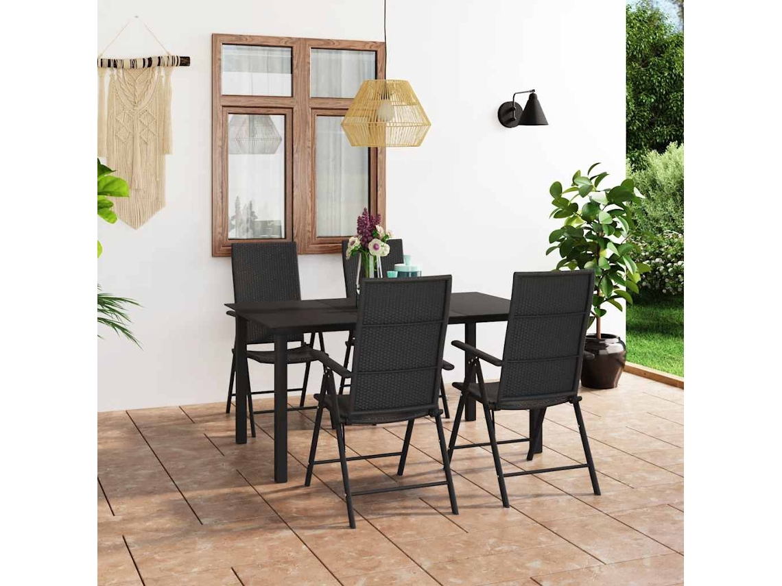 Vidaxl 5 Pcs Conjunto De Jantar Para Jardim Preto