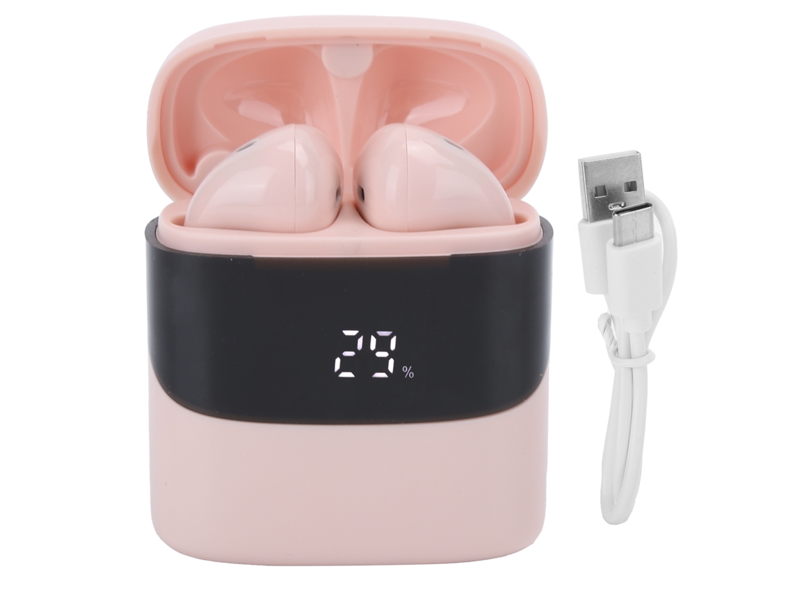 Aetheria fone de Ouvido Bluetooth 5.0 Sem Fio Tws Earbuds com Display Digital e Caixa de Carga Rosa