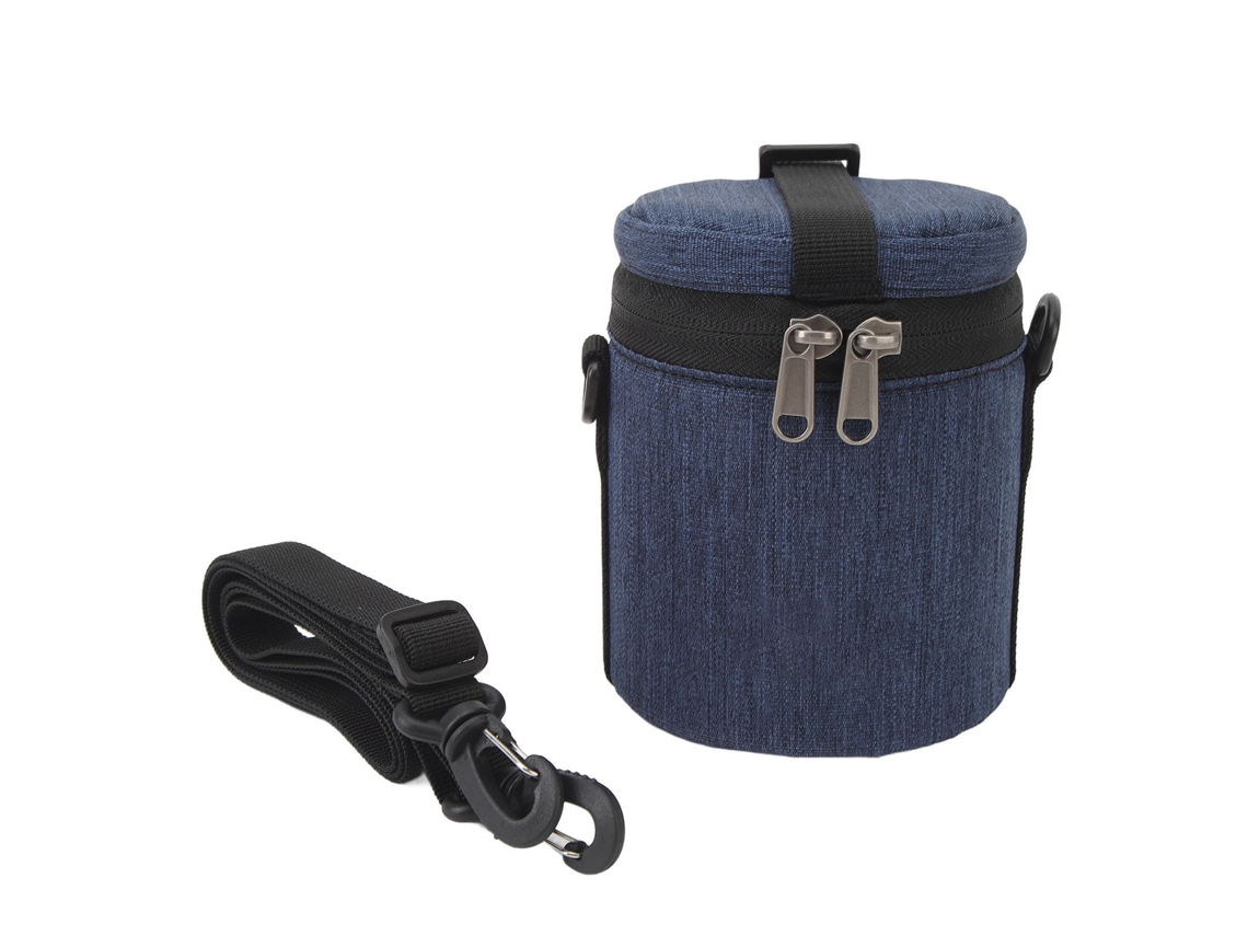Camera Lens Case With Zippers Top Handle Adjustable Shoulder Strap Waterproof Lens Pouch Bag For Short Focal Length Lens Blue LAXISCREED