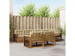 Vidaxl Conjunto De Sofás Para Exterior 7 Unid. Natural E Bege