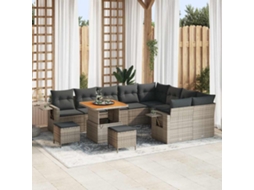 Vidaxl Conjunto De Sofá De Jardim 12 Unid. Cinzeto Vime Pe