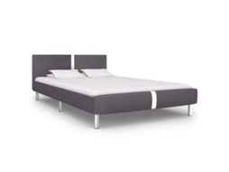 Estrutura De Cama 140x200 Cm Couro Artificial Cinzento