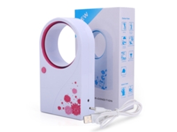 Ventoinha Mini Laxiscreed De Mesa, Sem Lâminas, Dual Usb E Bateria, Portátil E Colorida Rosa Para Resfriamento