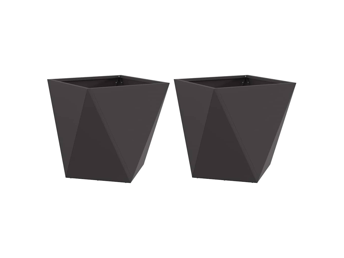 Conjunto 2 Caixa De Vaso Vidaxl Preto Aço (50 X 50 X 50 Cm)