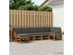 Vidaxl Conjunto De Sofás Para Exterior 7 Unid. Natural E Antracite