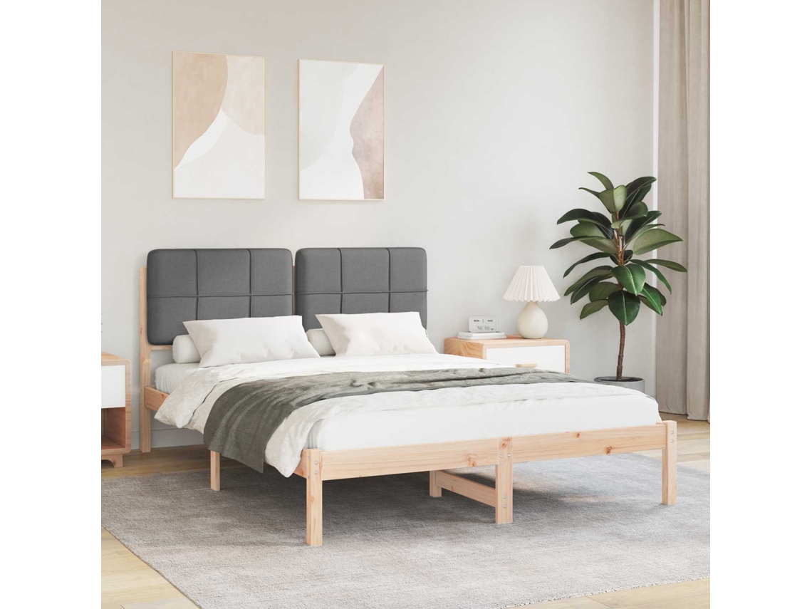Vidaxl Estrutura De Cama Com Cabeceira Estofada Cinza Escuro