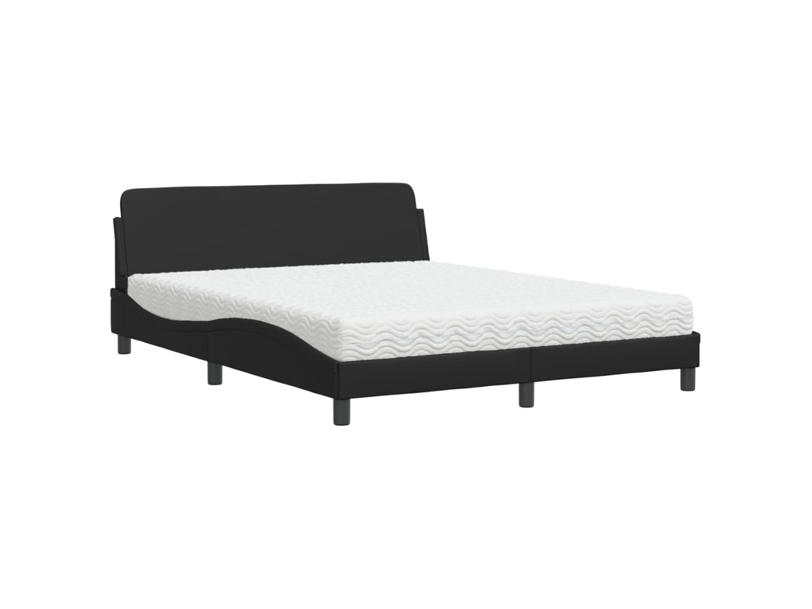 Bed, Beds Vidaxl Preto Couro Artificial (160 X 200 Cm)