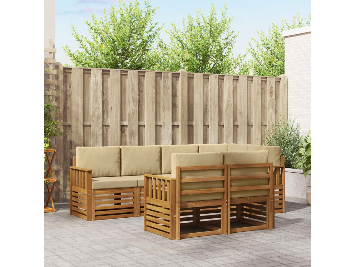 Vidaxl Conjunto De Sofás Para Exterior 7 Unid. Natural E Bege