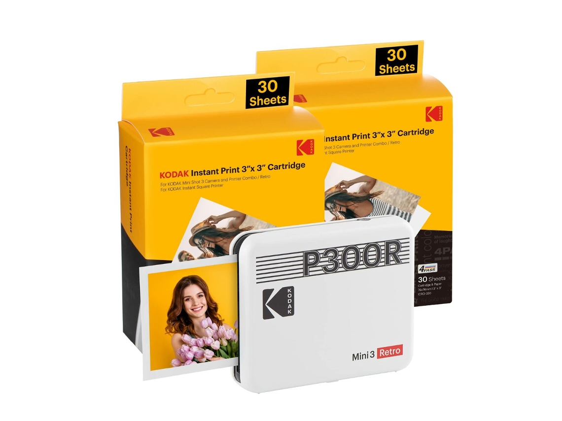 Impressora Instantânea KODAK Mini 3 Retro P300Rw60 Branco