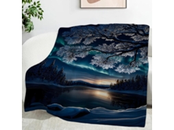 Manta com Estampa de Pinheiros e Ciprestes Paisagem Nevada 180x200 Cm Multifuncional Macia Aconchegante em Fla