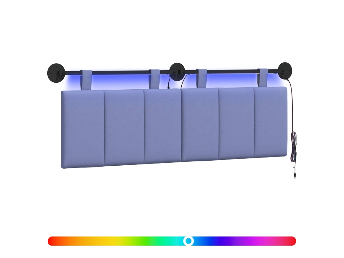 Conjunto 1 Cabeceira Suspensa Vidaxl Azul Veludo (130 X 55 X 5 Cm)