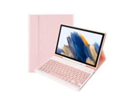 Capa Com Teclado Bluetooth Em Couro Compatível Com Samsung Galaxy Tab A9plus Sm-x210/216 De 11 Polegadas, Porta-caneta, Cor Rosa
