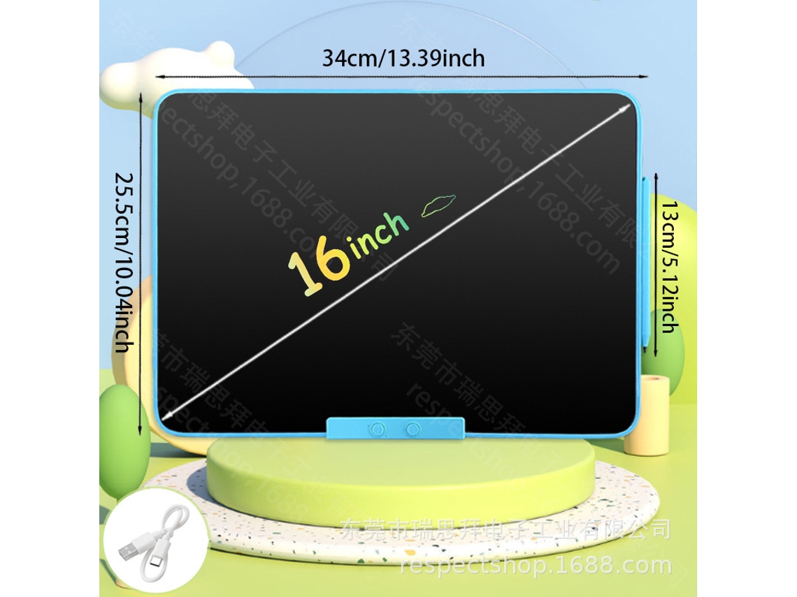 Mesa Digitalizadora Lcd com Tela Colorida para Desenho Infantil.modelo Recarregável com Tela Azul de 16 Polegadas CHENNNLS