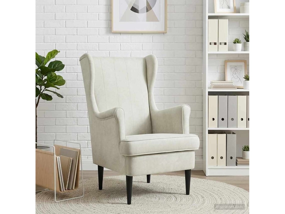 Vidaxl Poltrona Creme Veludo