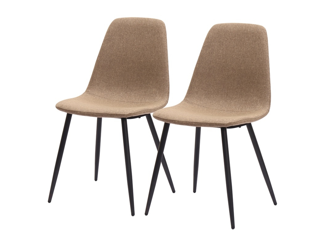 Conjunto de 2 cadeiras de jantar minimalistas, tecido, metal, cáqui escuro. VELTRIX