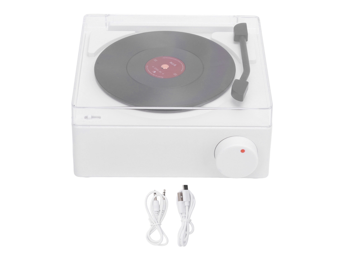 Toca discos Bluetooth Fofo com Alarme Branco Portátil